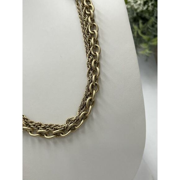 Lia Sophia Multi Strand Brushed Matte Gold Tone Long Celtic Knotted Necklace - Picture 4 of 12